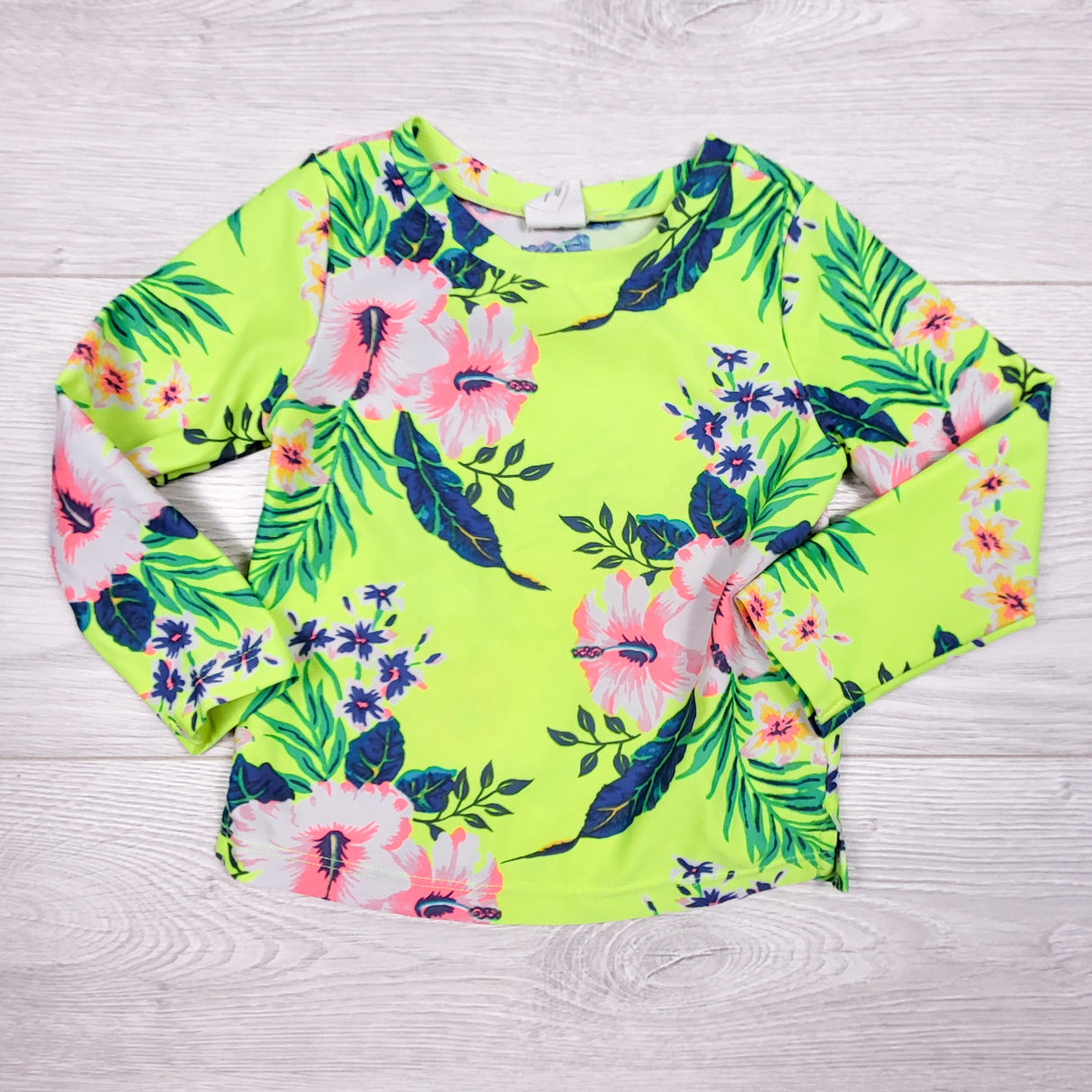 Gap neon yellow floral print rash guard. Size 12-18 months