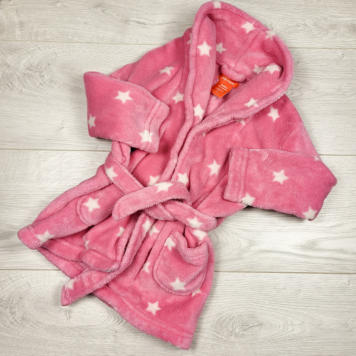 Joe pink plush robe with stars. Size 2T