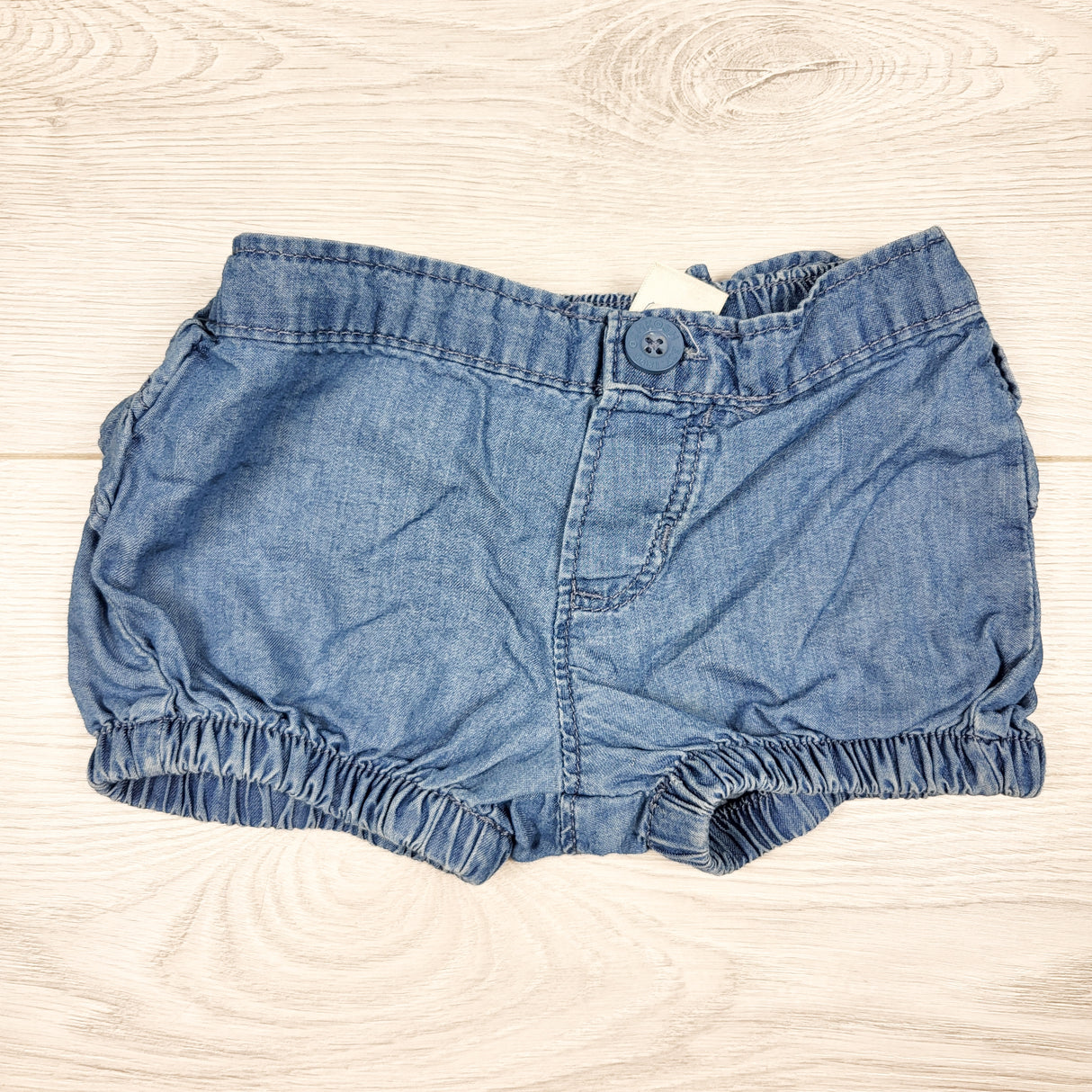 Baby B'gosh denim look cotton shorts (ruffle bum.) Size 3-6 months
