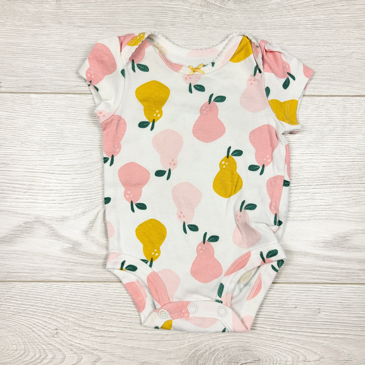 Carters white pear print bodysuit. Newborn size