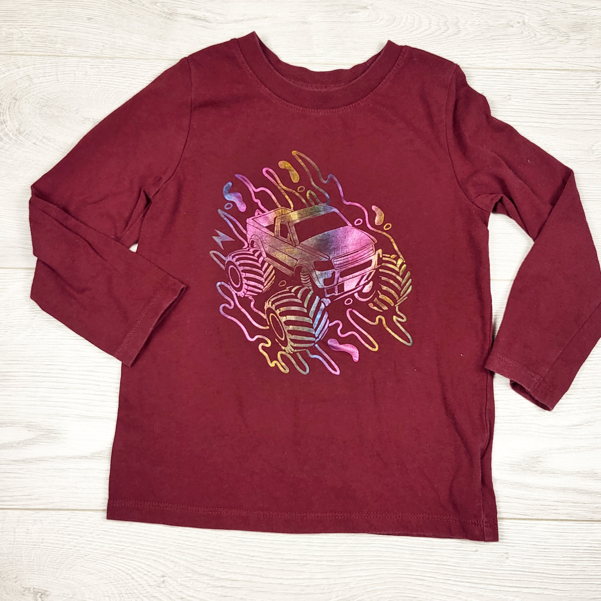 Cat and Jack burgundy top with monster truck. Size 3T