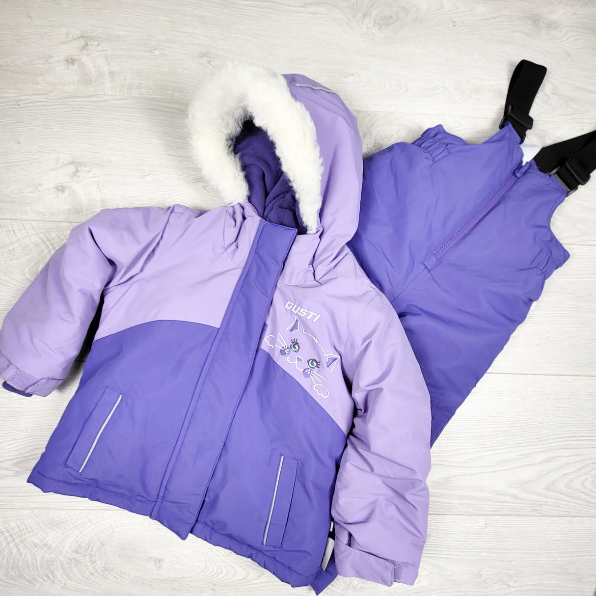 Gusti purple 2pc fleece lined snowsuit. Size 24 months (sorry, no shipping)