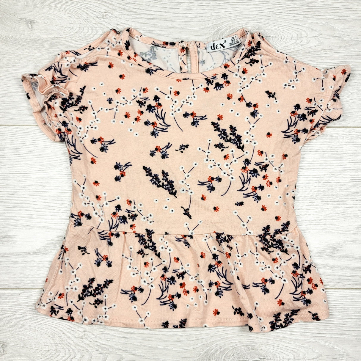 Dex pink floral print rayon top. Size 3T