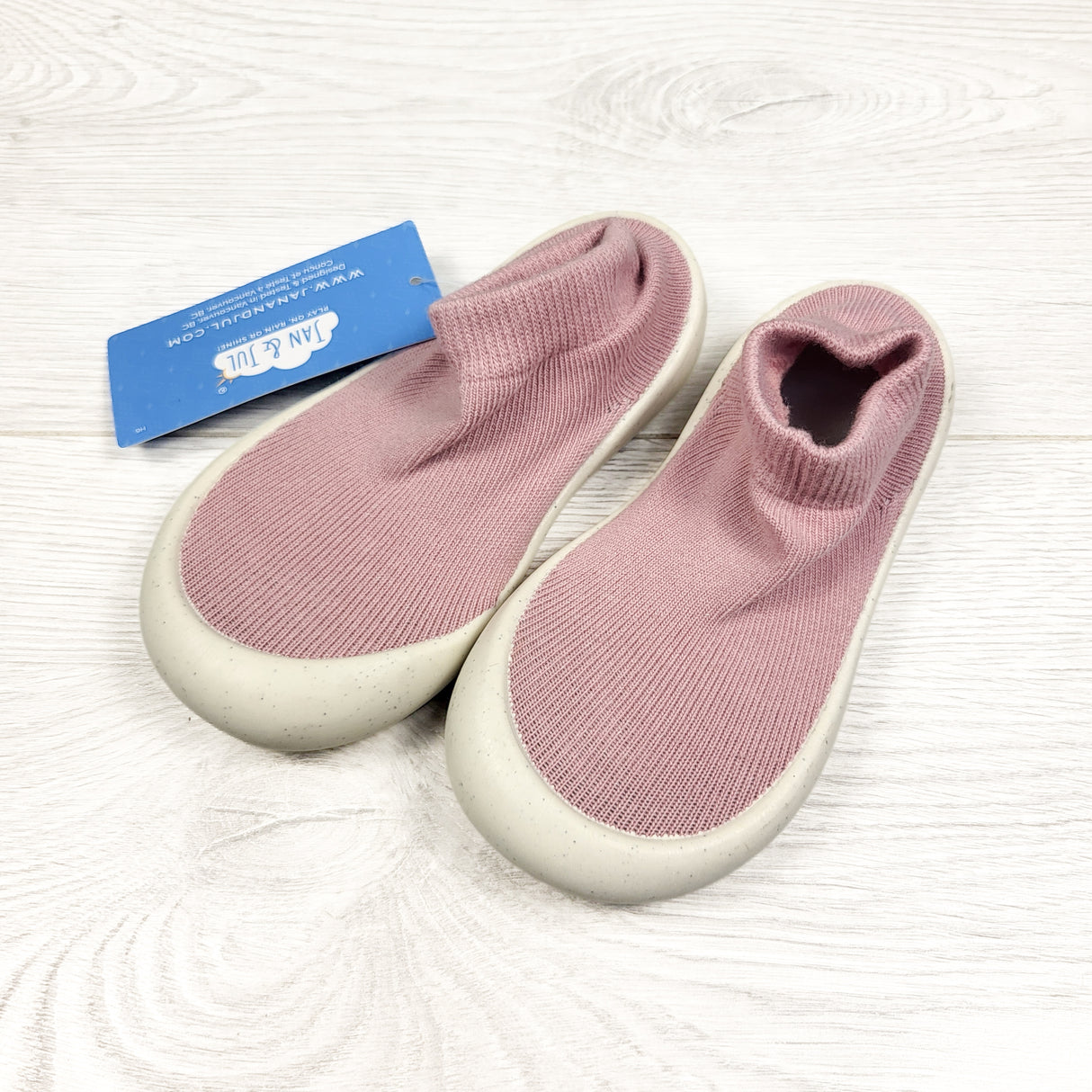 NEW - Jan and Jul dusty rose sock shoes. Size 6