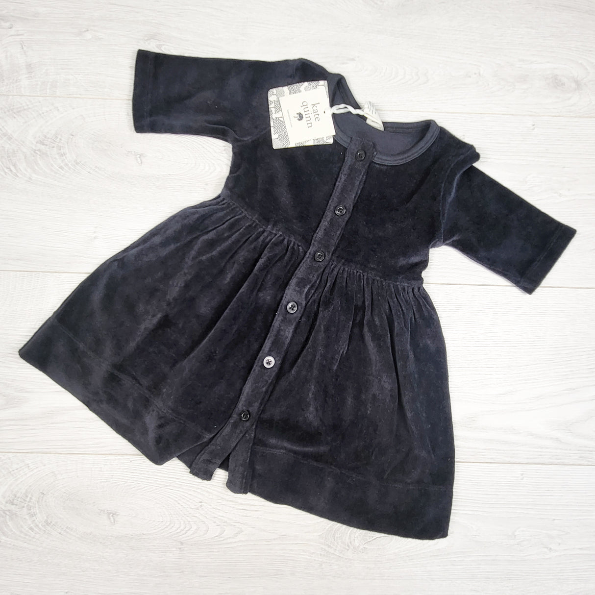 NEW - Kate Quinn black velour dress. Size 12-18 months