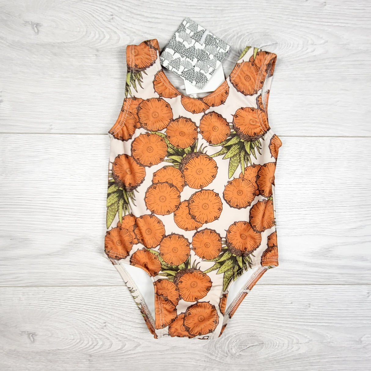 NEW - Kate Quinn "Vintage Pineapple" print one piece swimsuit. Size 12-18 months