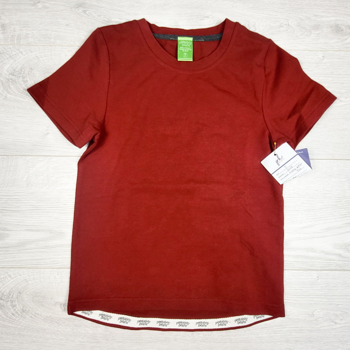 NEW - Peekaboo Beans burgundy "Every Wear" tee. Size 7