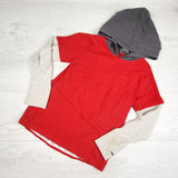 Peekaboo Beans red and grey "Chill Out" hoodie. Size 6 - AS IS