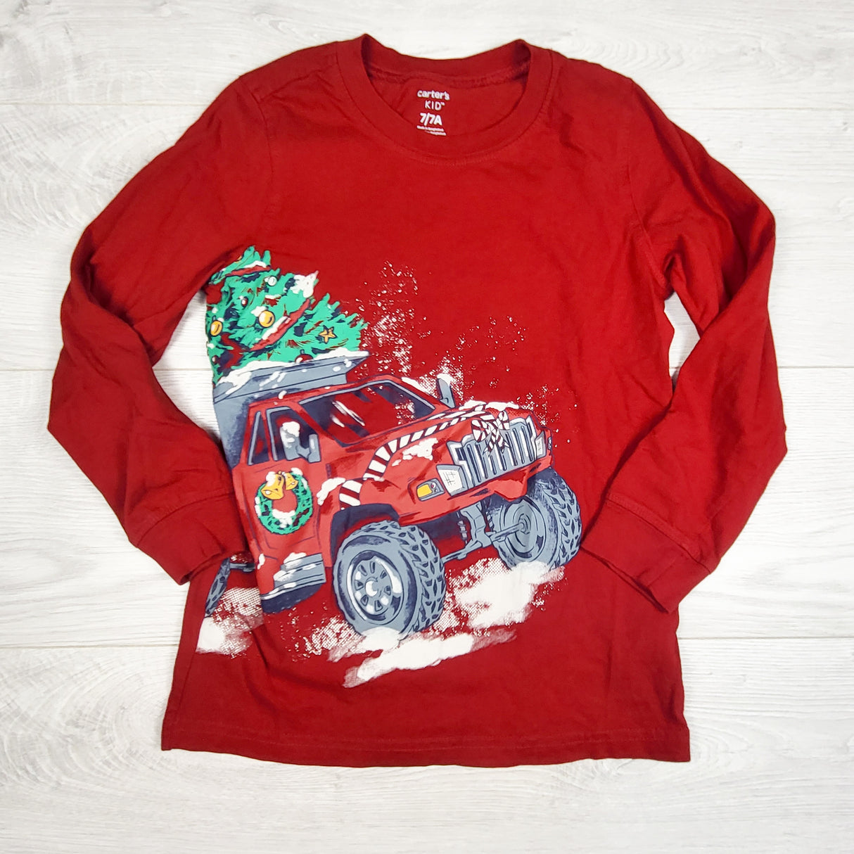 Carters red top with Christmas tree in truck. Size 7