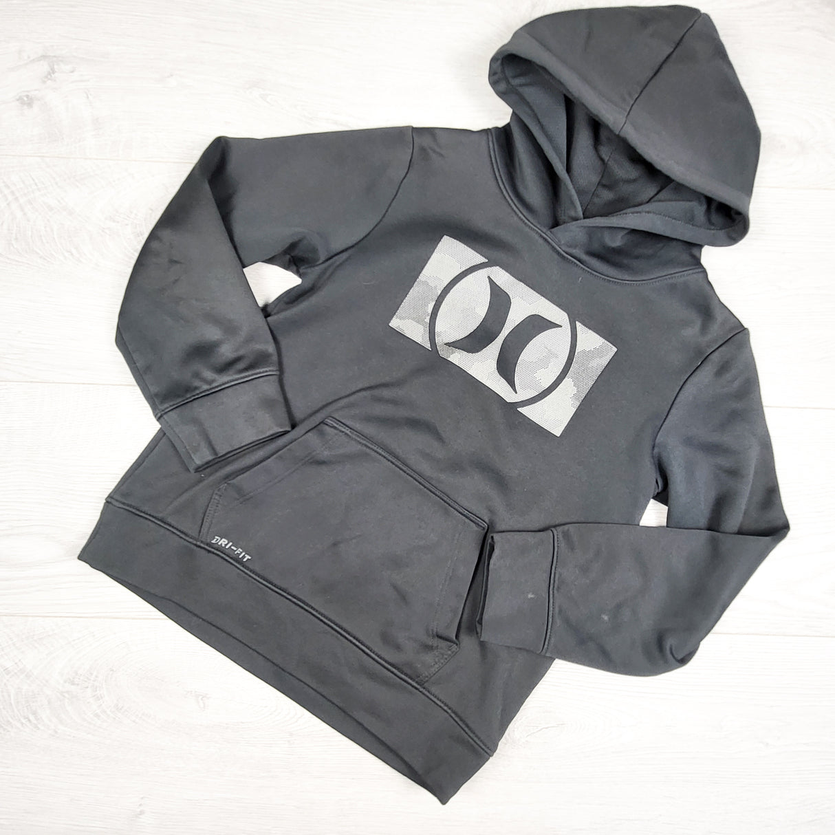 Hurley grey pullover Dri-fit hoodie. Size 6/7