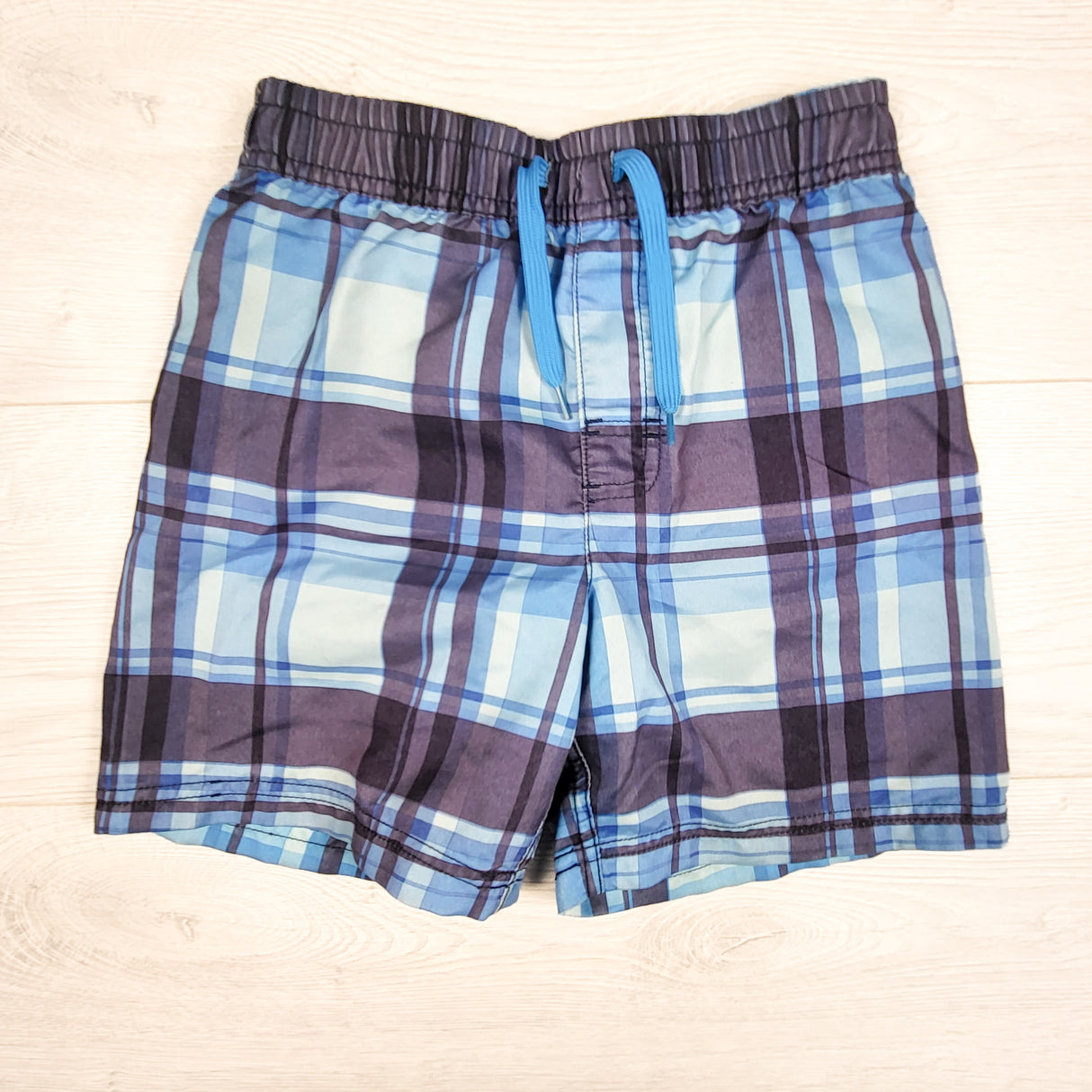Sears blue plaid swim shorts. Size 7/8