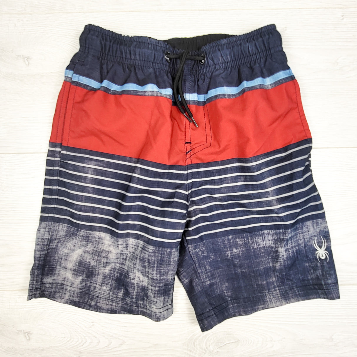 Spyder blue striped swim shorts. Size 7/8