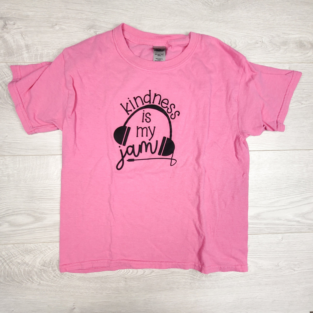 Pink custom made "Kindness is My Jam" t-shirt. Size small