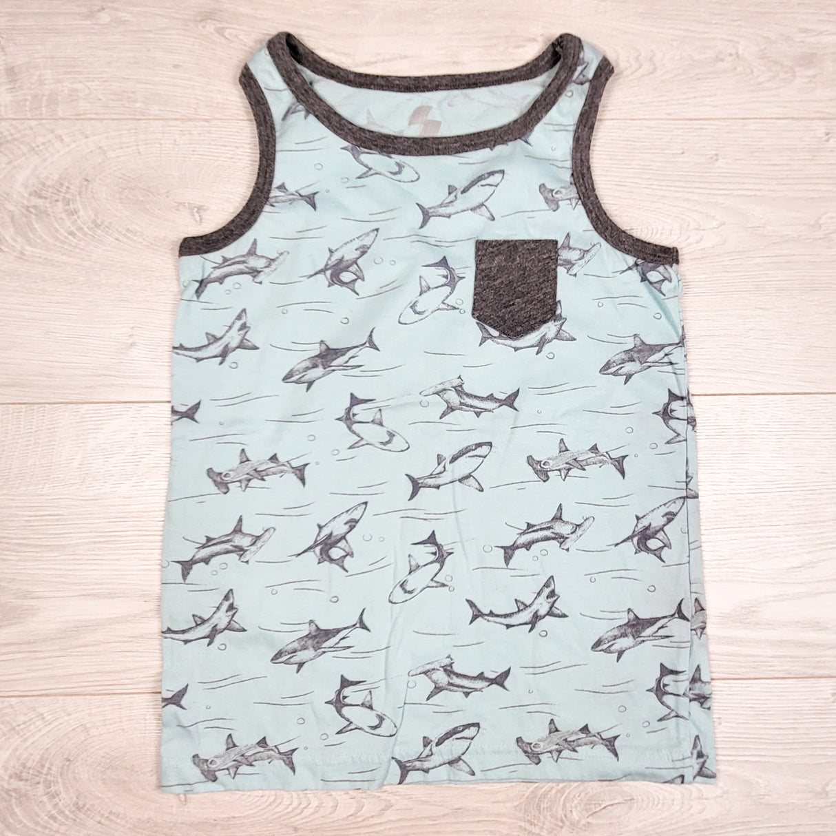 Children's Place light blue tank top with sharks. Size 5/6