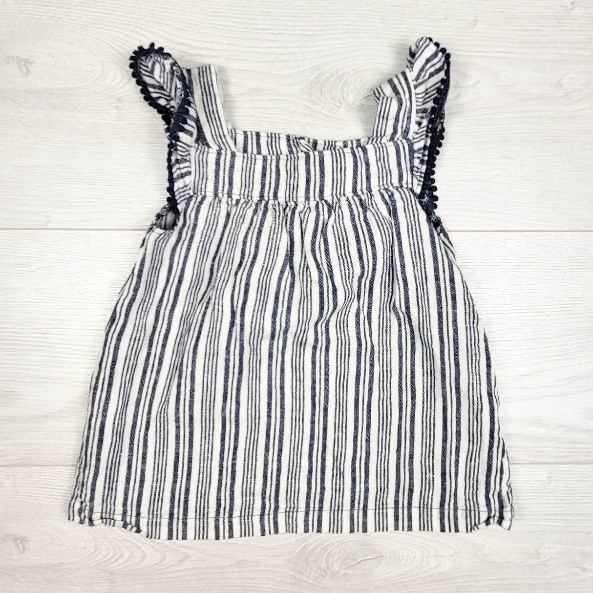 Carters white and blue striped squareneck linen blend dress. Size 2T