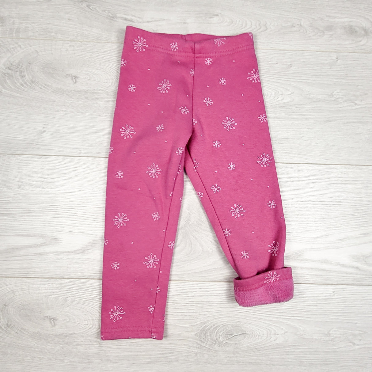 Carters pink minky lined cozy leggings with snowflakes. Size 3T