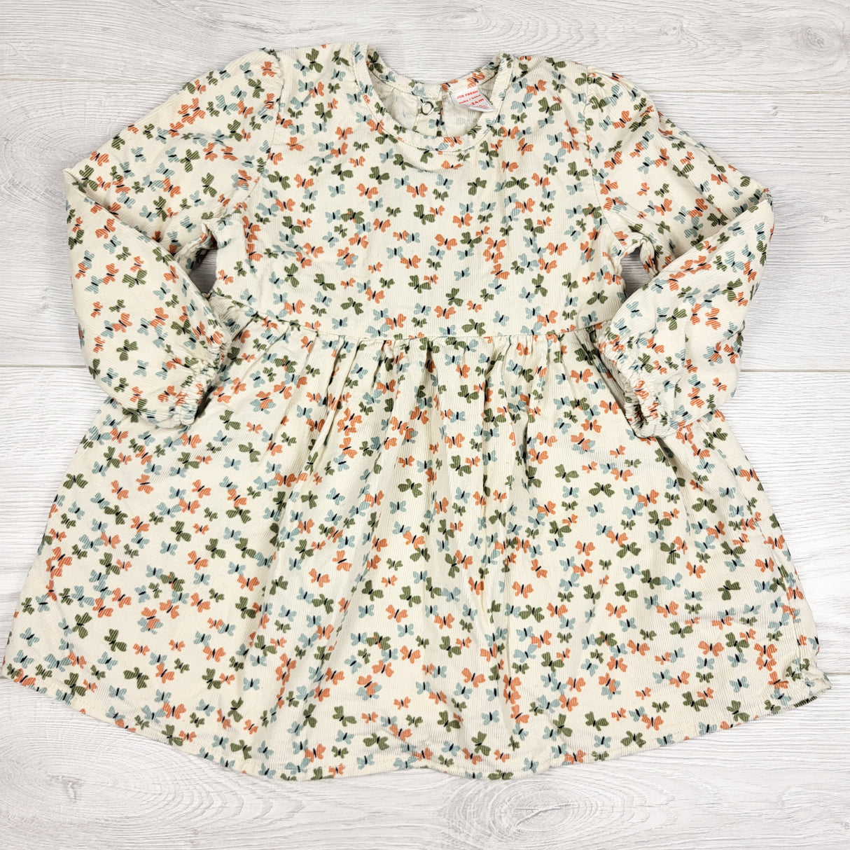 Joe beige corduroy dress with butterflies. Size 18-24 months