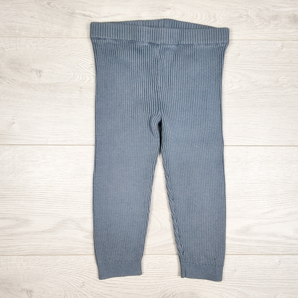 Little Planet blue-grey ribbed knit tights. Size 18 months