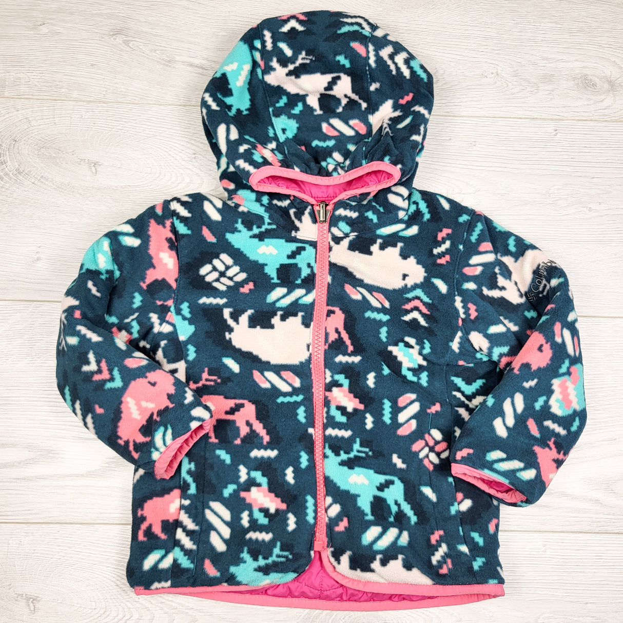 Columbia pink "Double Trouble" reversible jacket (fleece on other side.) Size 18-24 months