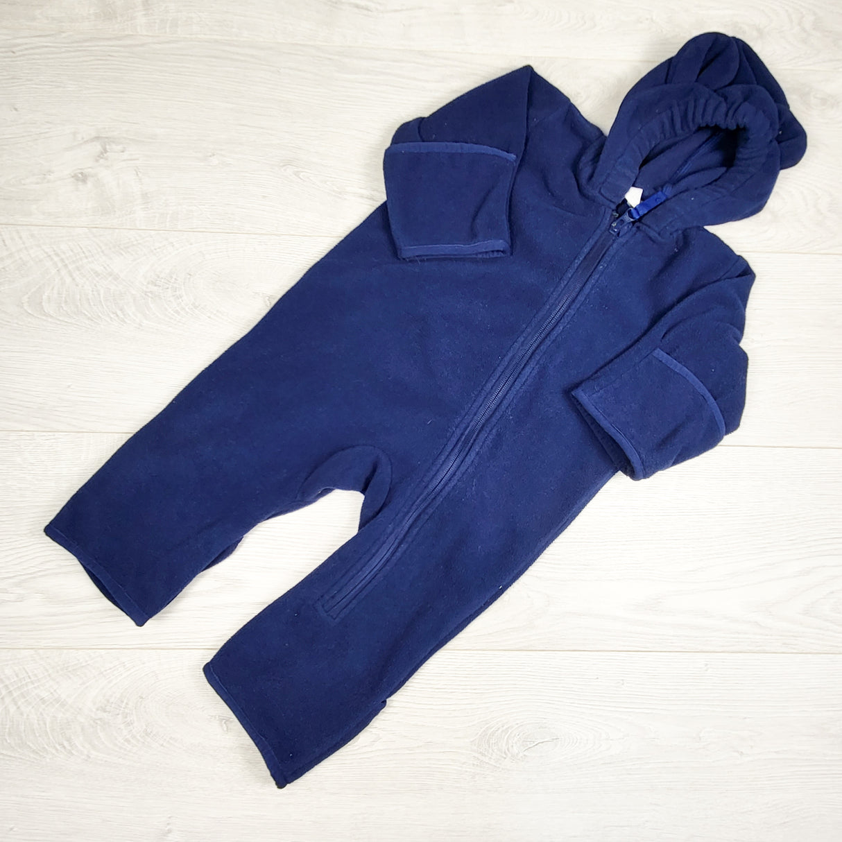 Jan and Jul navy fleece bunting suit. Size 6-12 months