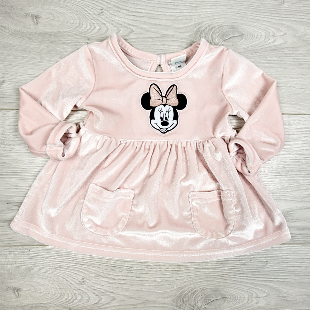 Disney Baby pink velvet Minnie Mouse dress. Size 0-3 months