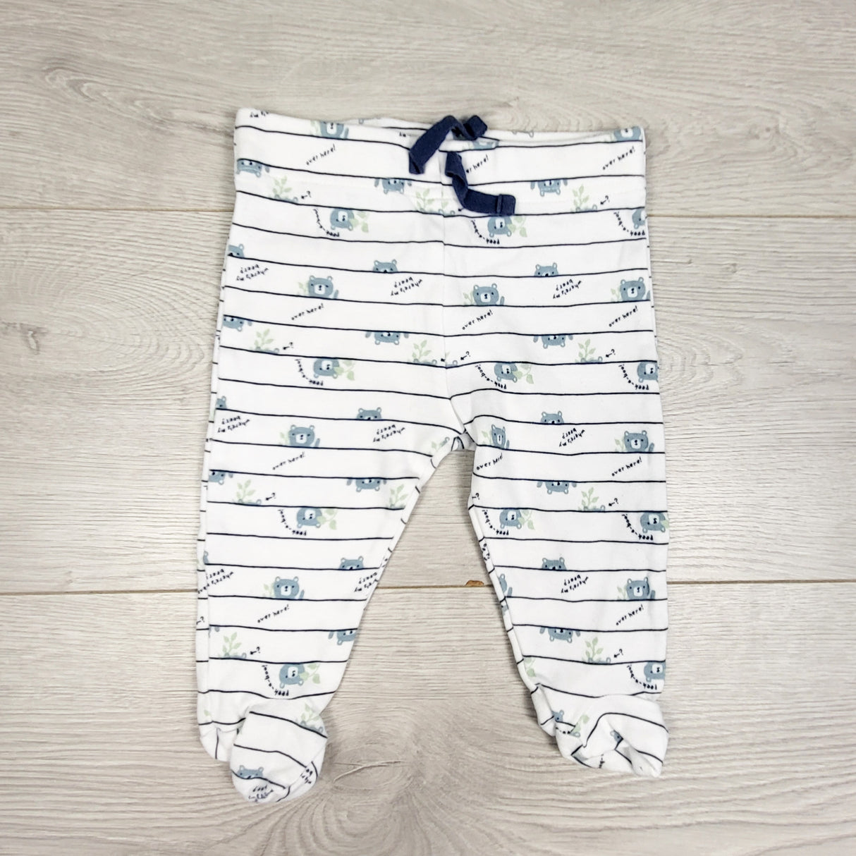 George white striped footed pants with bears. Size 0-3 months