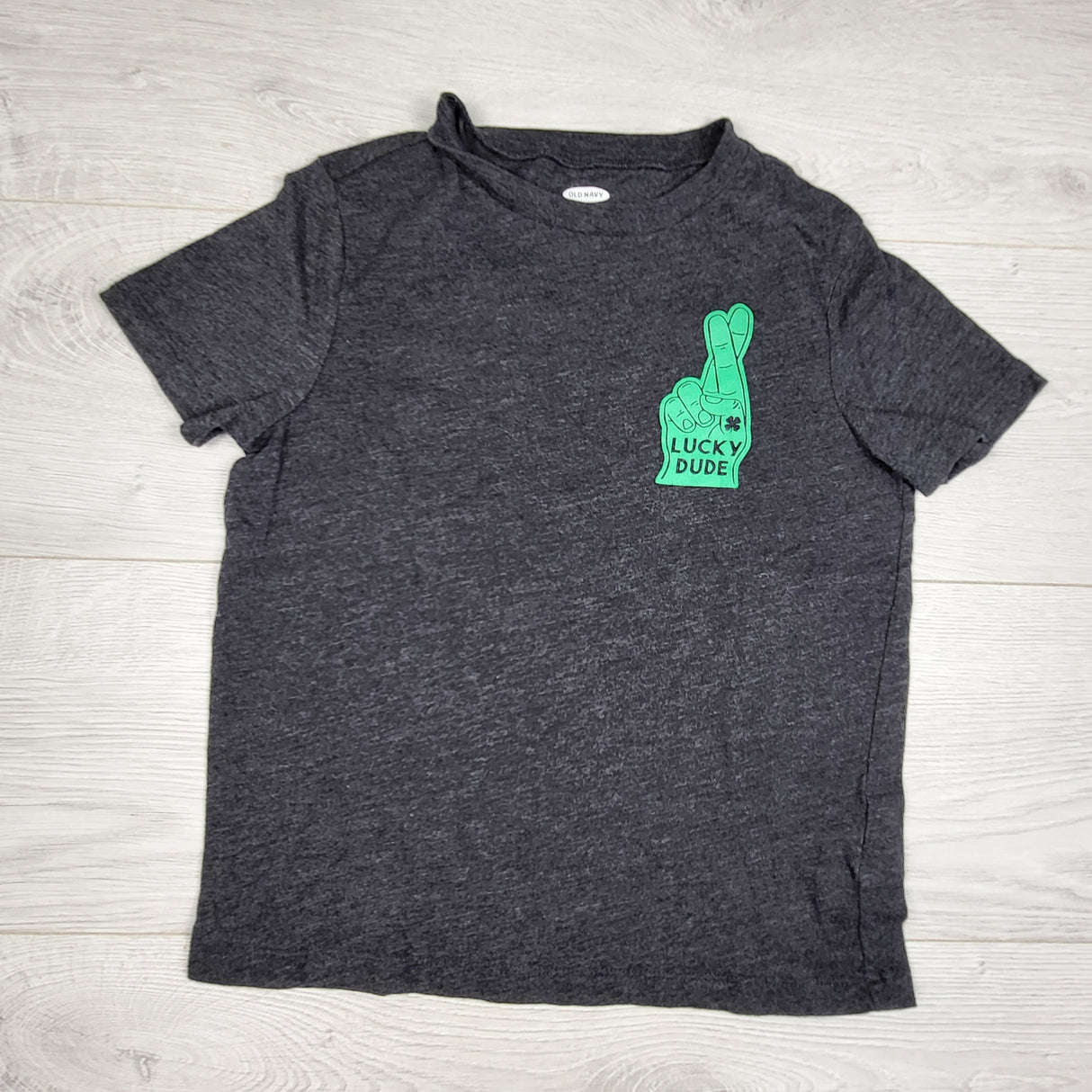 Old Navy grey "Lucky Dude" t-shirt. Size 6/7