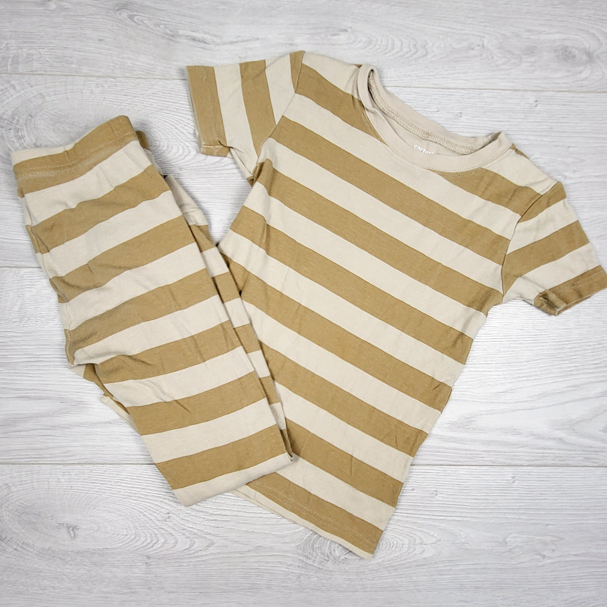 Carters beige striped 2pc cotton PJs. Size 7