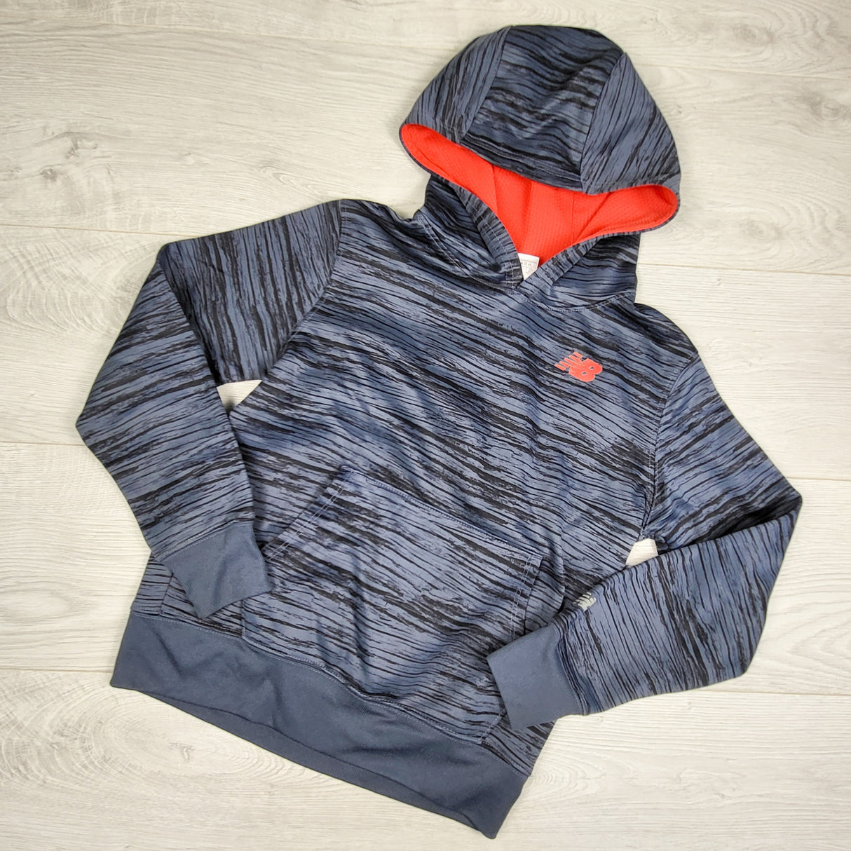 New Balance blue striped pullover active hoodie. Size 8