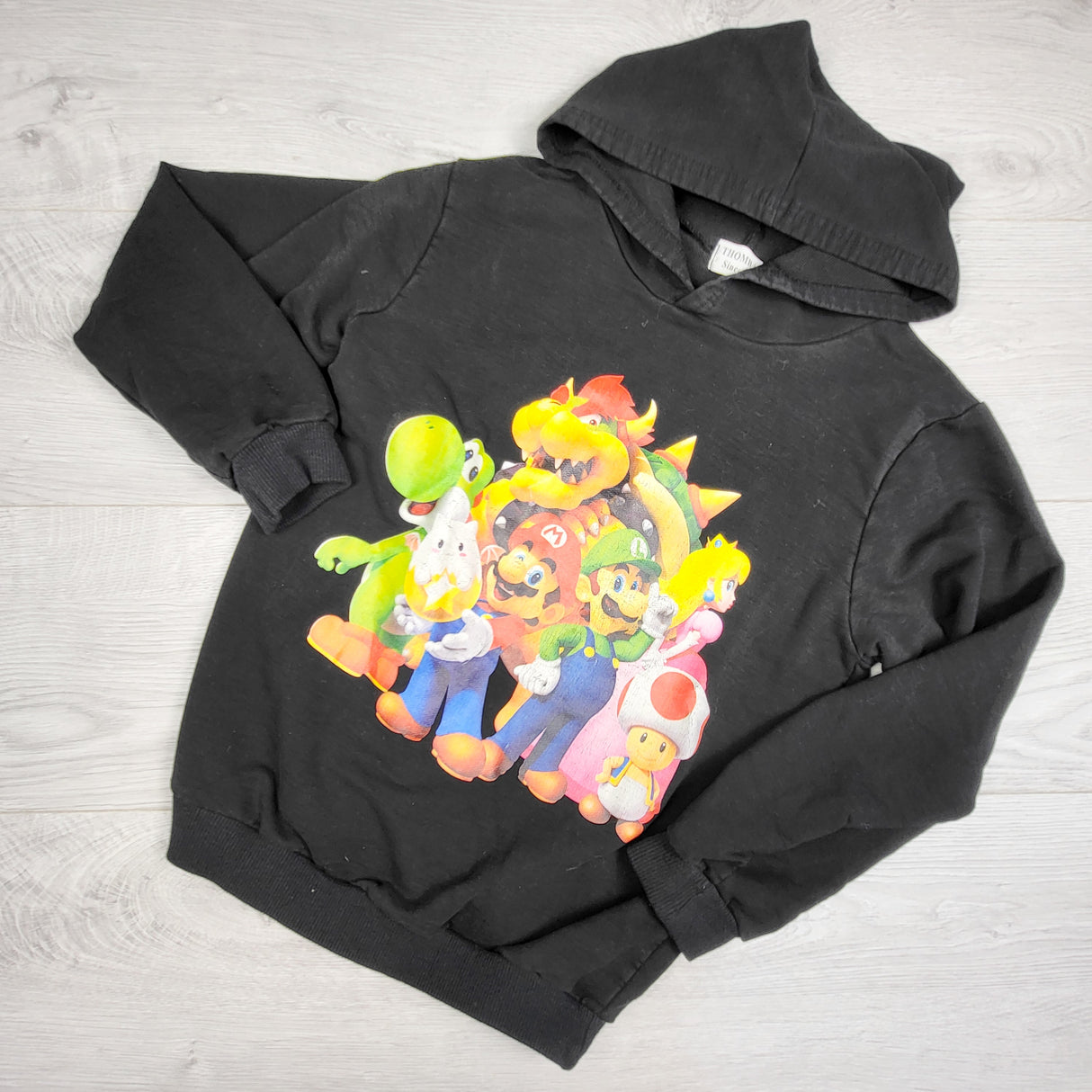 Unbranded black pullover hoodie with Super Mario characters. Size 7/8