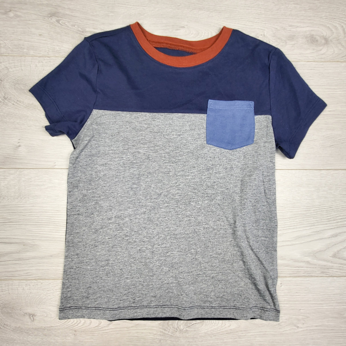 Andy and Evan grey and navy t-shirt. Size 7