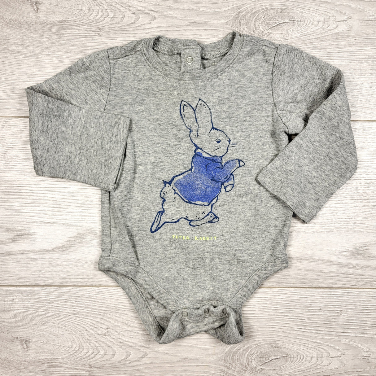 Gap x Beatrix Potter grey Peter Rabbit bodysuit. Size 3-6 months