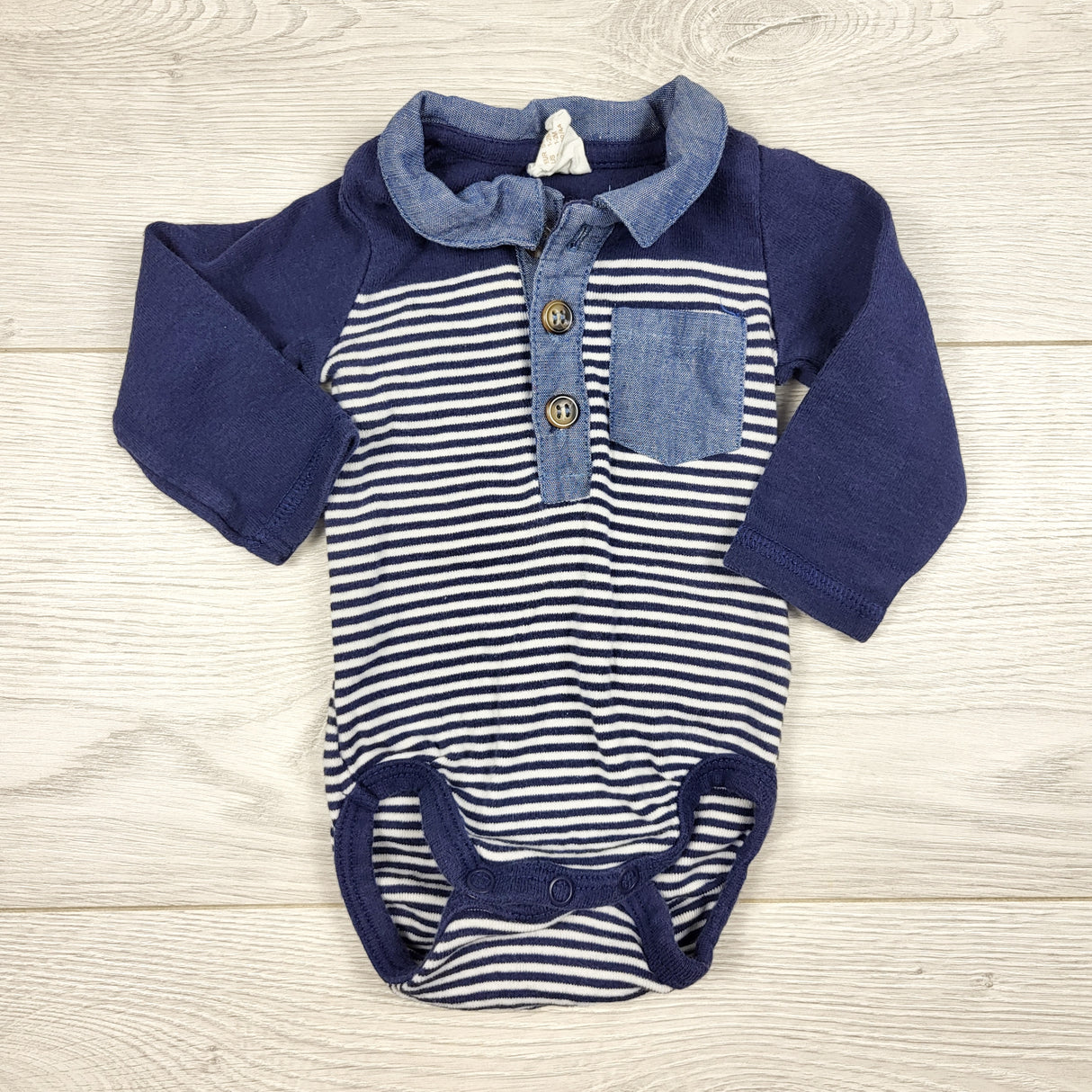 H and M navy striped collared bodysuit. Size 1-2 months