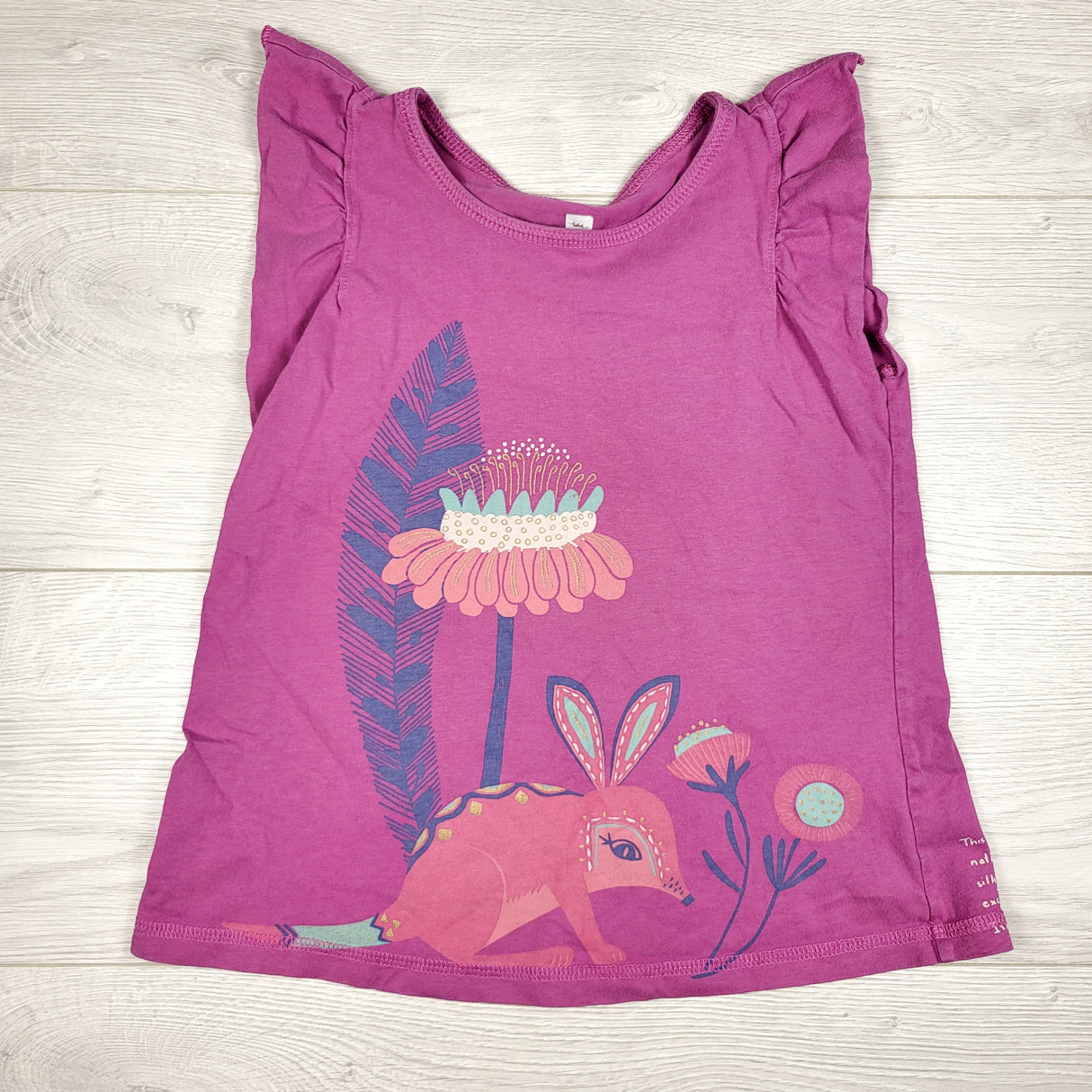 Tea Collection pink top with bunny. Size 6