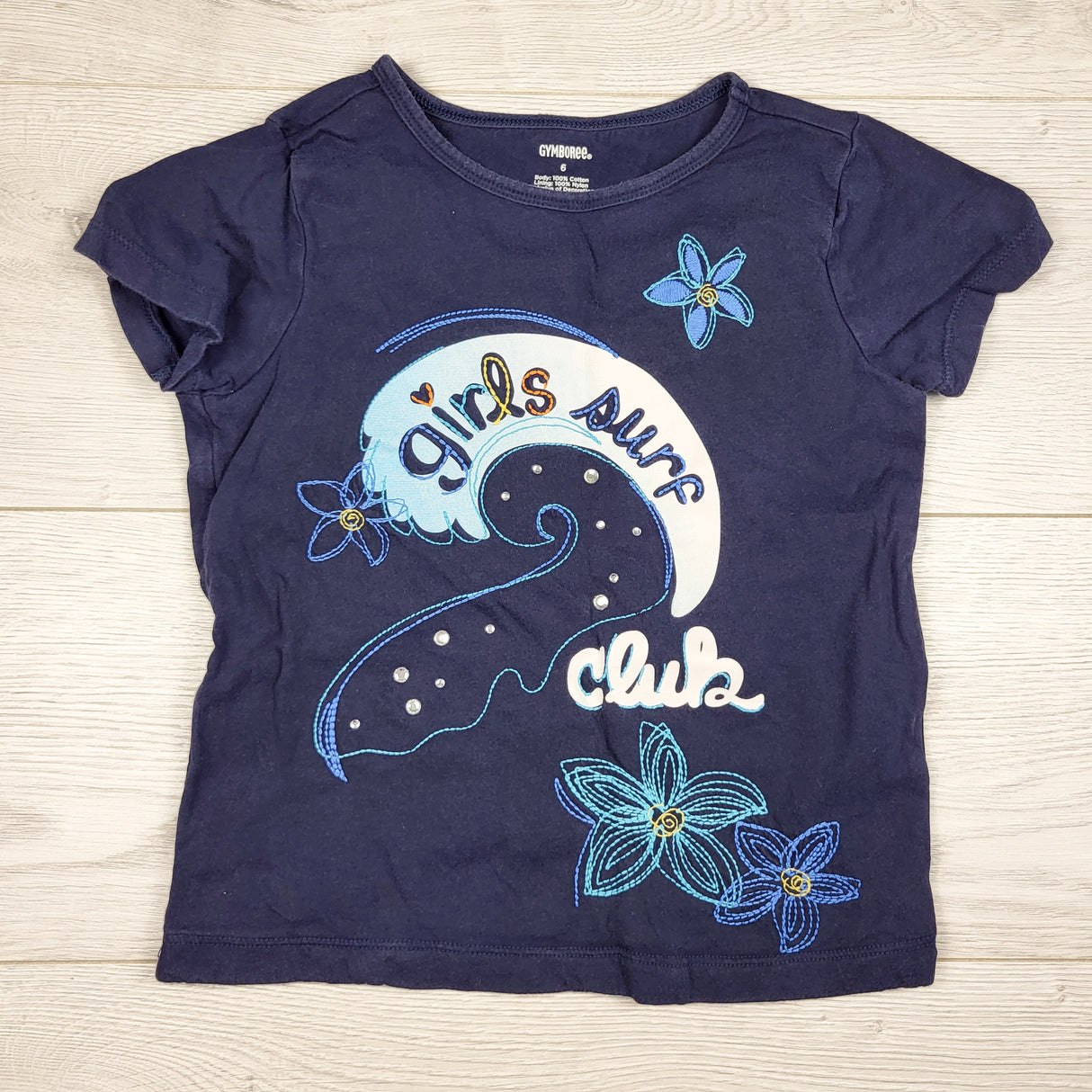 Gymboree navy "Girls Surf Club" t-shirt. Size 6