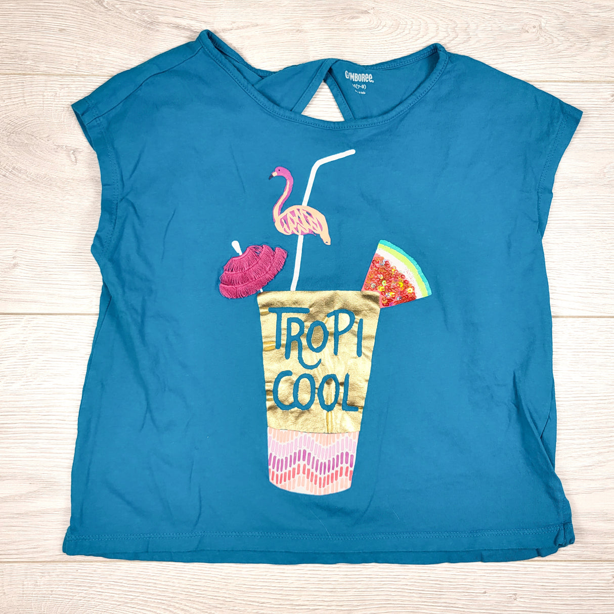 Gymboree teal "Tropi-cool" t-shirt. Size 7/8