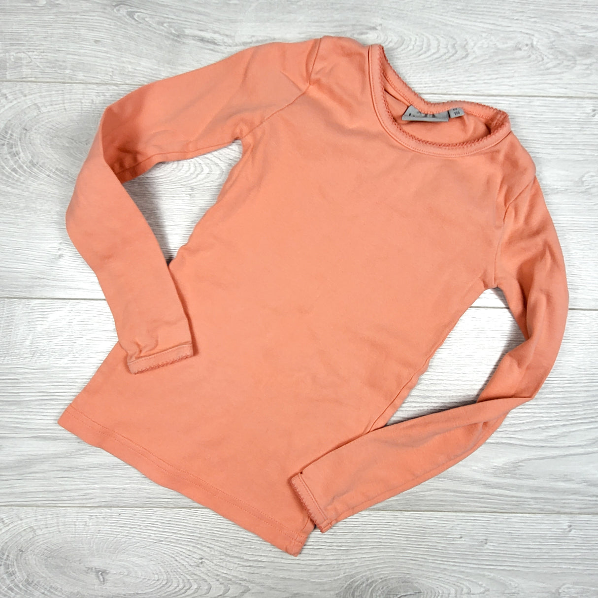 Wheat coral long sleeve organic cotton top. Size 6