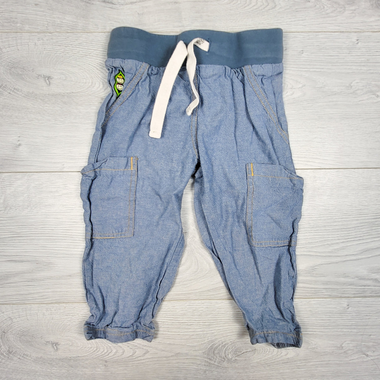 Peekaboo Beans chambray pull-on pants. Size 4T