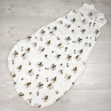 Loulou Lollipop bamboo/cotton blend sleep sack with bears on bikes. Size 6-12 months