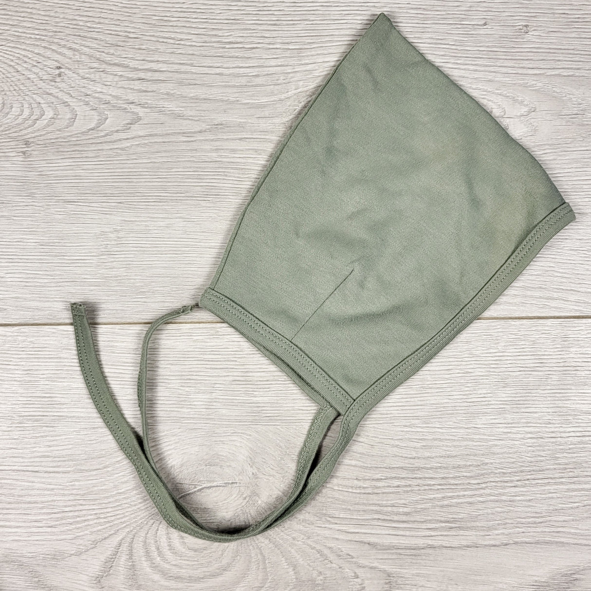 Quincy Mae sage green organic cotton pixie bonnet. Size 6-12 months