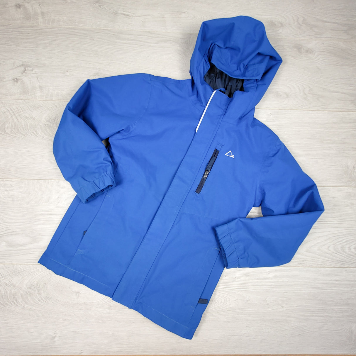 Paradox blue fleece lined rain jacket. Size 6