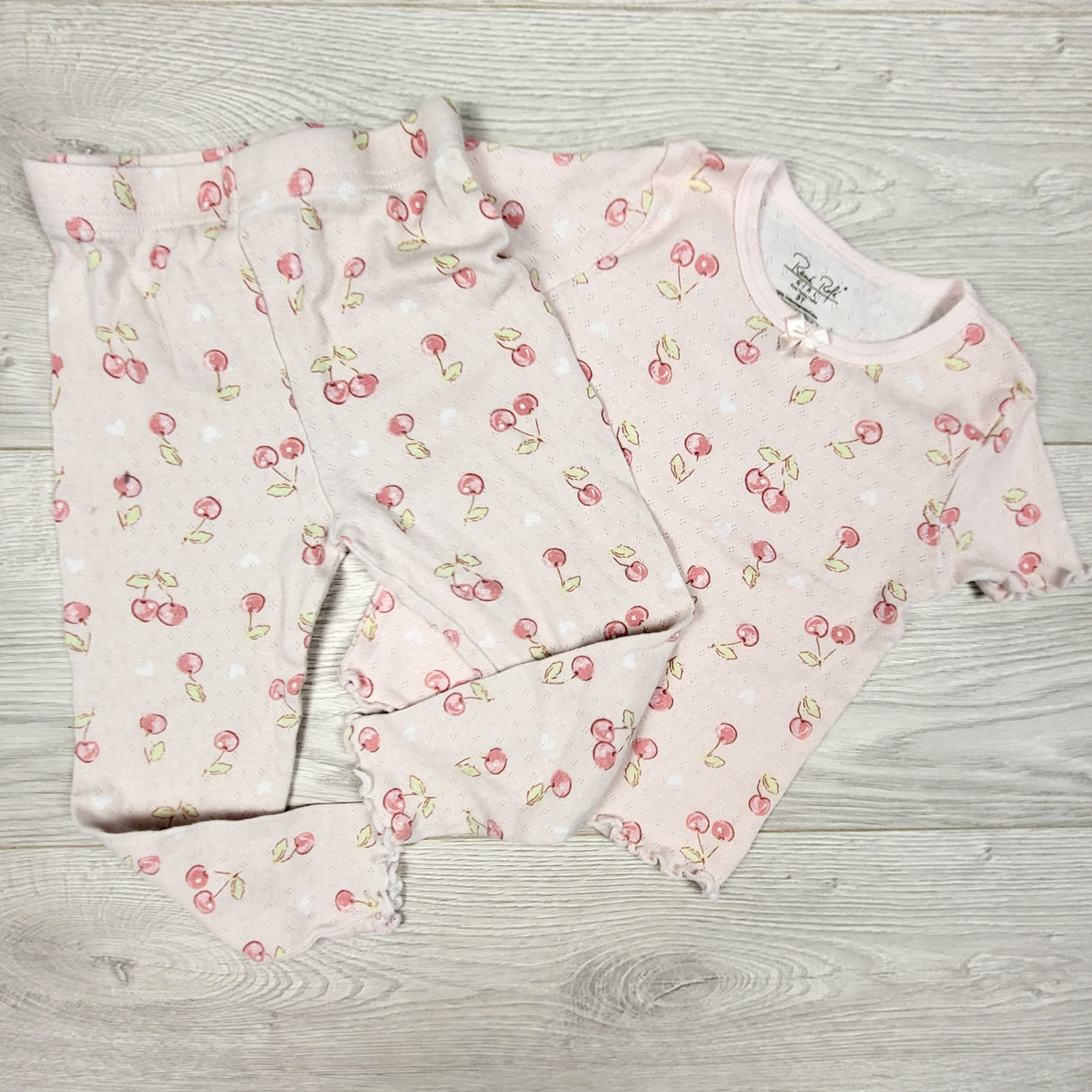 Rene Rofe pink 2pc PJs with cherries. Size 3T