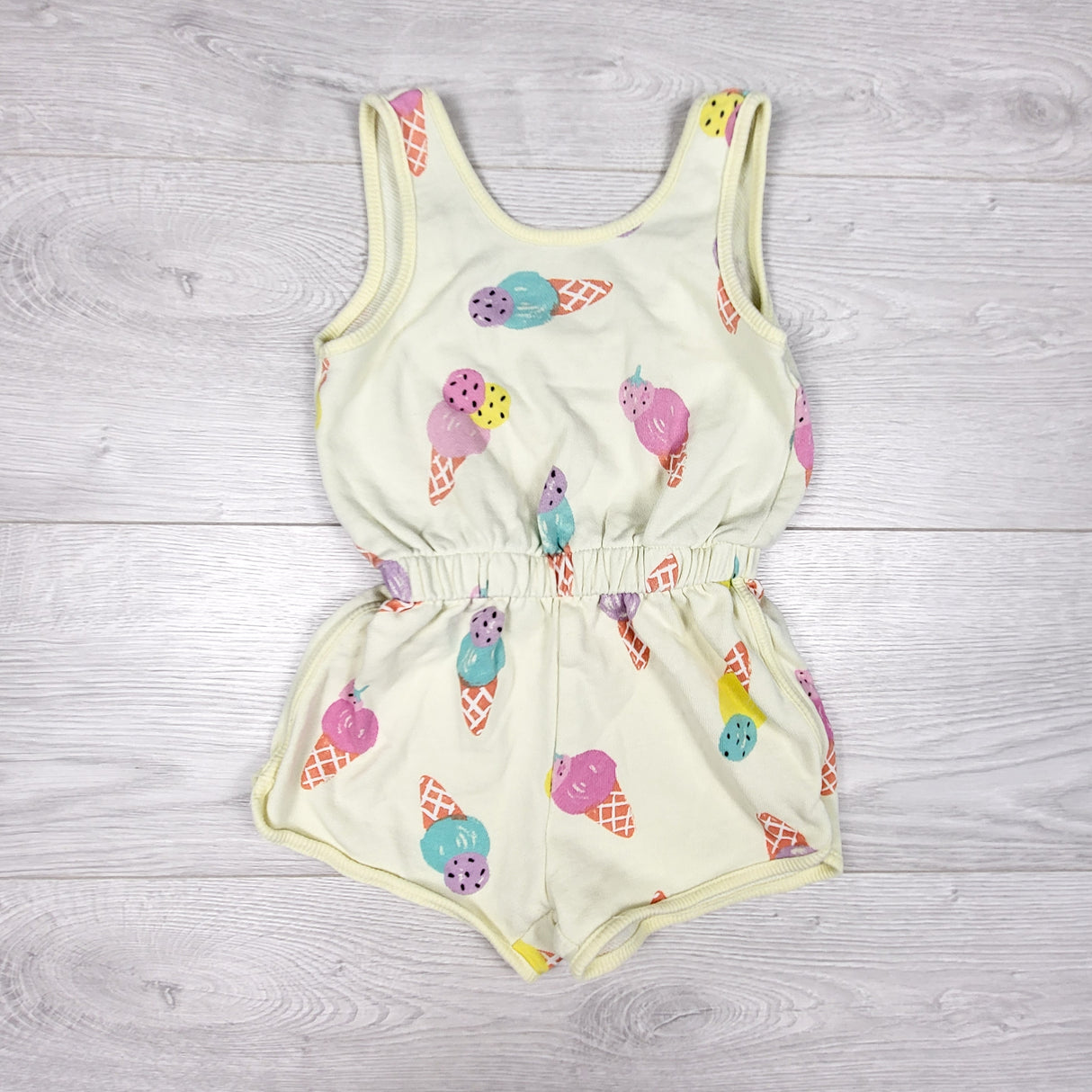 Zara yellow tank romper with ice cream cones. Size 3/4T