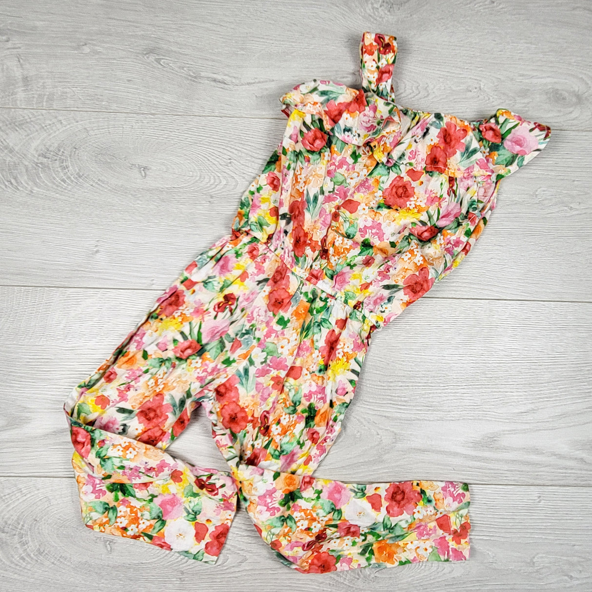 Mayoral one shoulder floral print ruffle romper. Size 2T