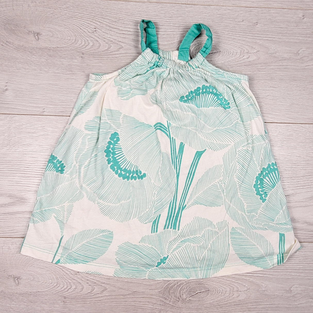 Gap white and teal sleeveless dress with flowers. Size 18-24 months