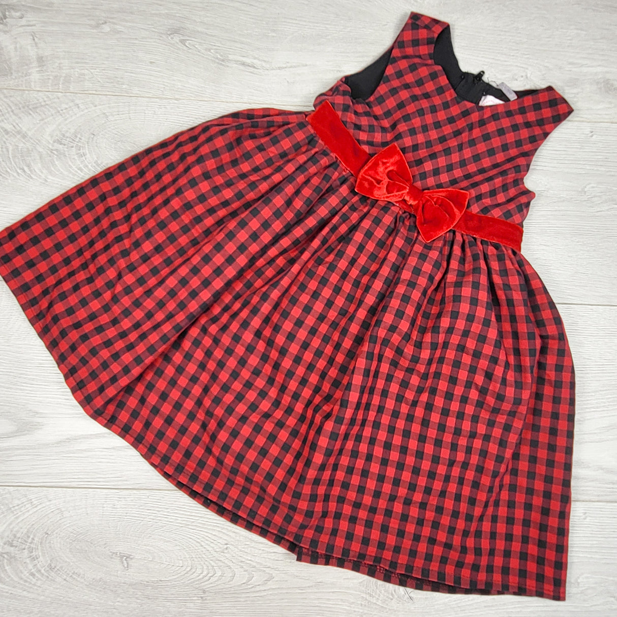 Popatu red and navy checked special occasion dress. Size 24 months