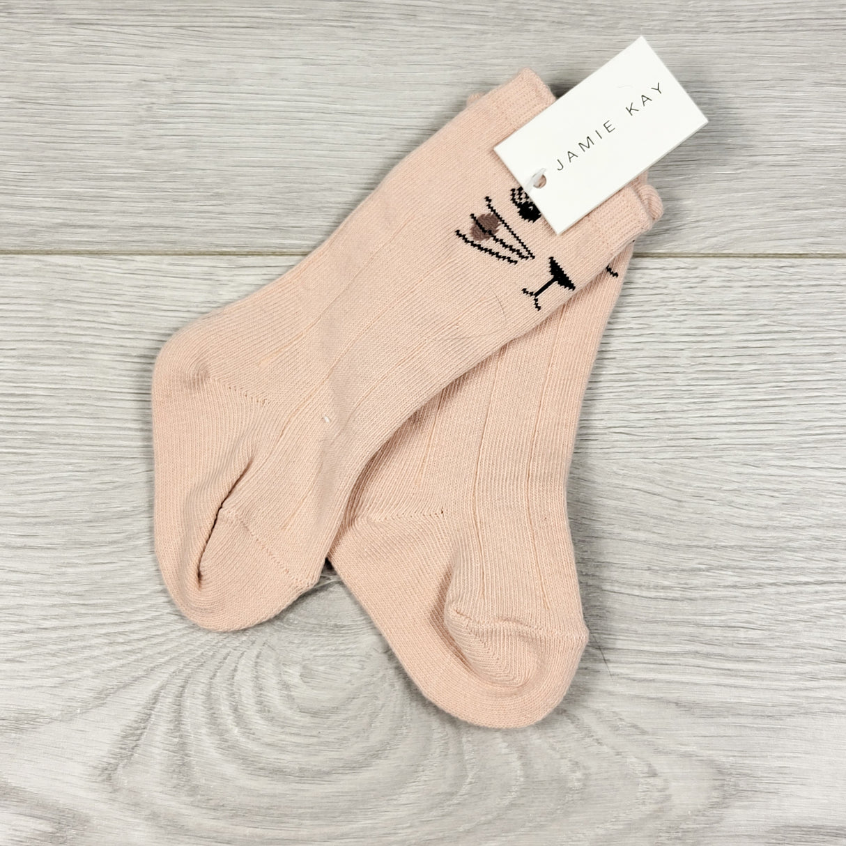 NEW - Jamie Kay pink socks with kitties. Approx 0-3 months