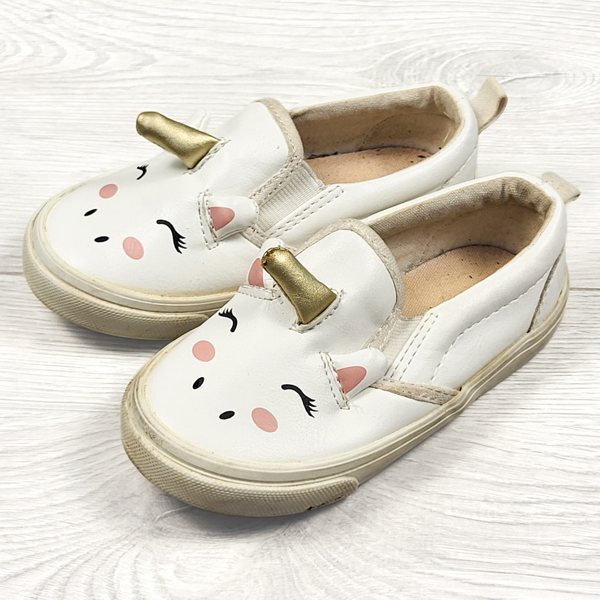 Old Navy white slip-on unicorn shoes. Size 6