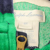 Ralph Lauren green and navy striped velour zip up hoodie. Size 6 months