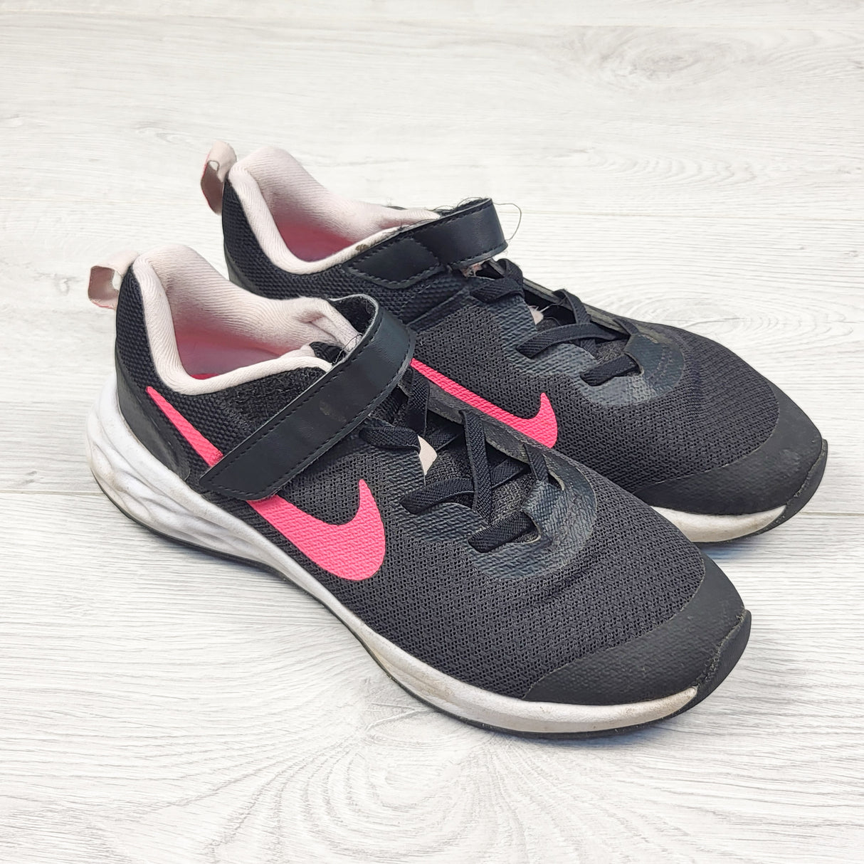 Nike black and pink Revolution 6 running shoes. Youth size 3